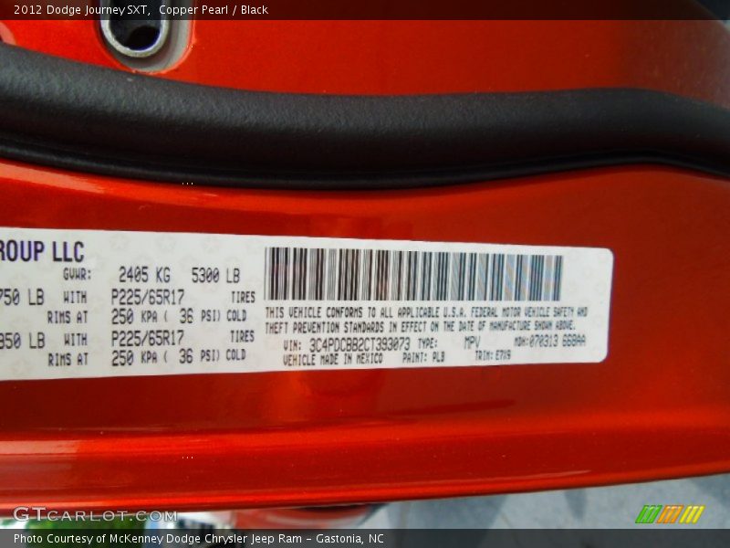 Copper Pearl / Black 2012 Dodge Journey SXT