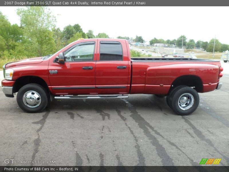 Inferno Red Crystal Pearl / Khaki 2007 Dodge Ram 3500 SLT Quad Cab 4x4 Dually