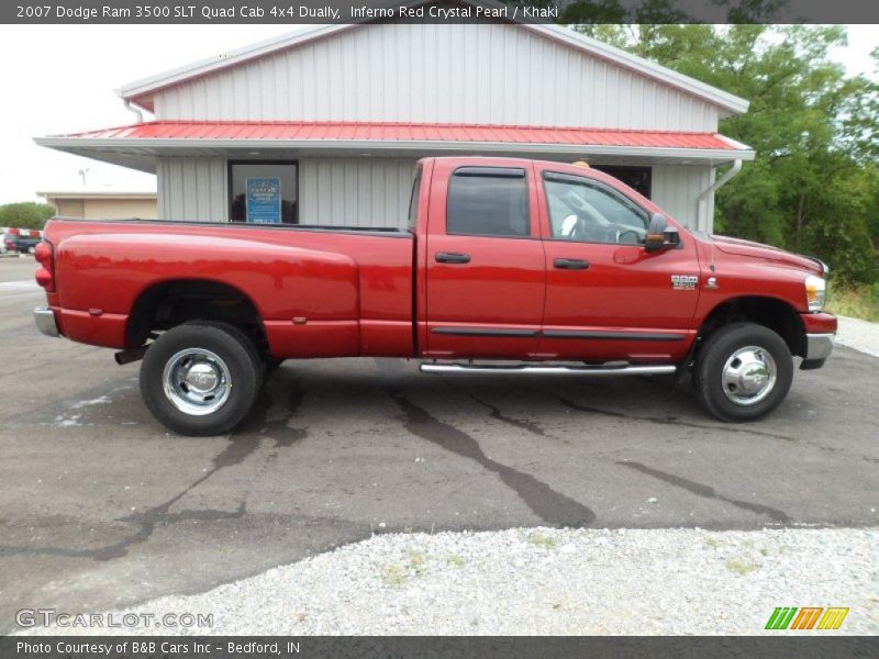 Inferno Red Crystal Pearl / Khaki 2007 Dodge Ram 3500 SLT Quad Cab 4x4 Dually