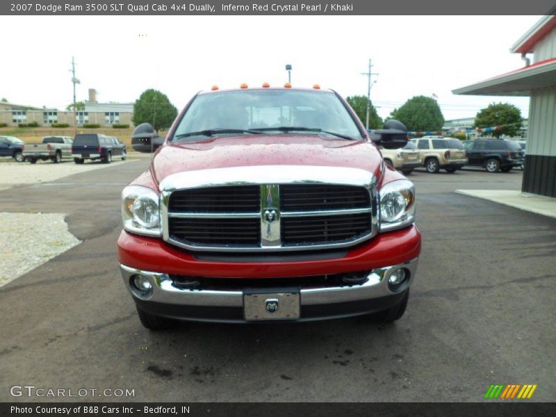 Inferno Red Crystal Pearl / Khaki 2007 Dodge Ram 3500 SLT Quad Cab 4x4 Dually