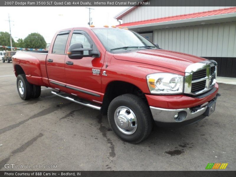 Inferno Red Crystal Pearl / Khaki 2007 Dodge Ram 3500 SLT Quad Cab 4x4 Dually