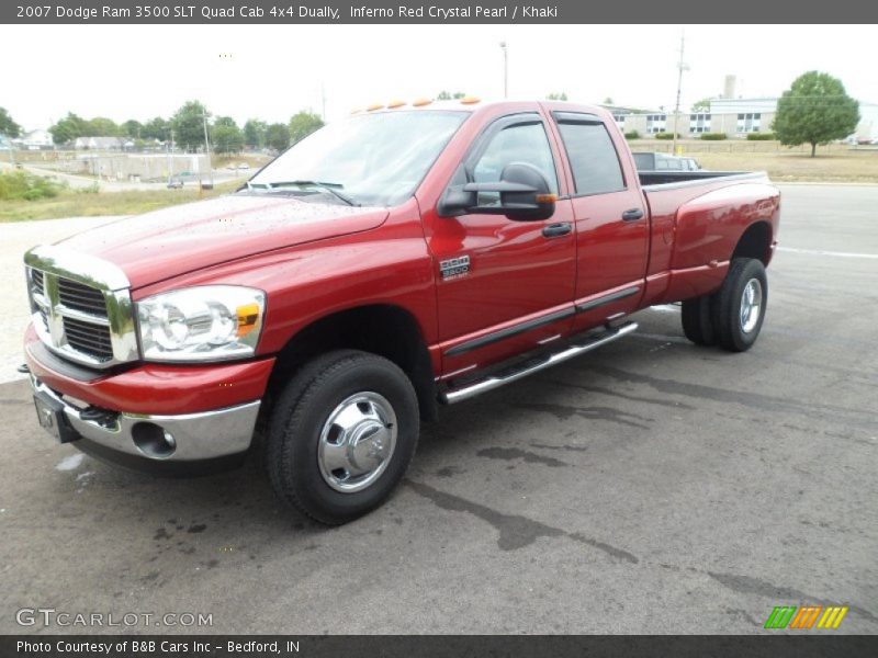 Inferno Red Crystal Pearl / Khaki 2007 Dodge Ram 3500 SLT Quad Cab 4x4 Dually