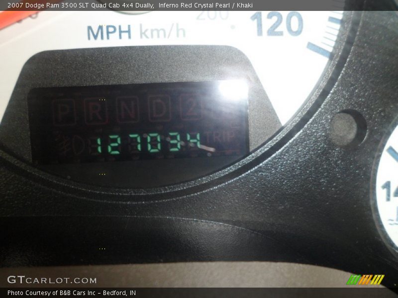 Inferno Red Crystal Pearl / Khaki 2007 Dodge Ram 3500 SLT Quad Cab 4x4 Dually