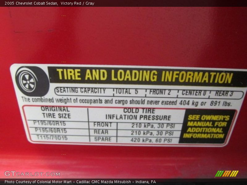 Victory Red / Gray 2005 Chevrolet Cobalt Sedan