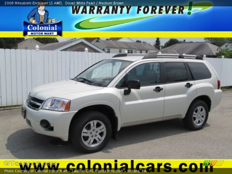 Dover White Pearl / Medium Brown 2008 Mitsubishi Endeavor LS AWD