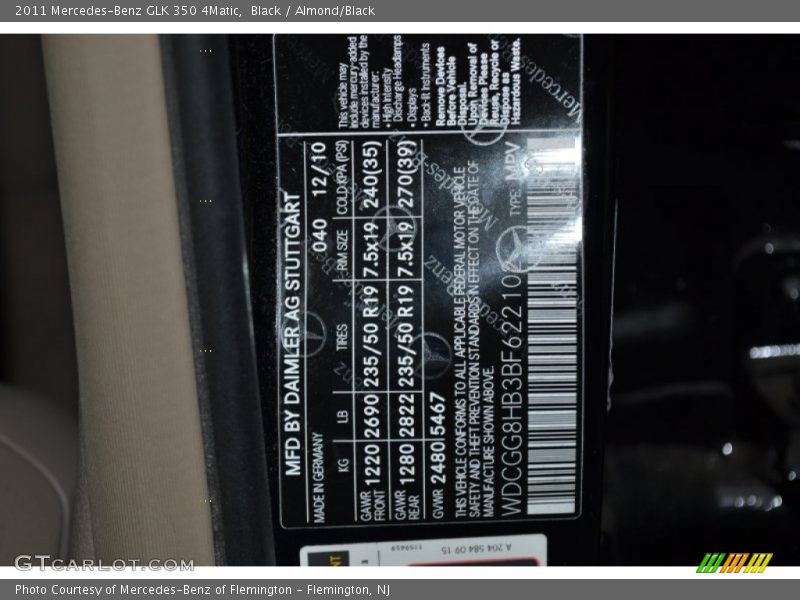 Black / Almond/Black 2011 Mercedes-Benz GLK 350 4Matic