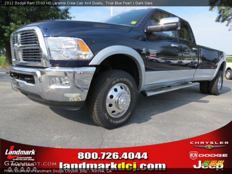 True Blue Pearl / Dark Slate 2012 Dodge Ram 3500 HD Laramie Crew Cab 4x4 Dually