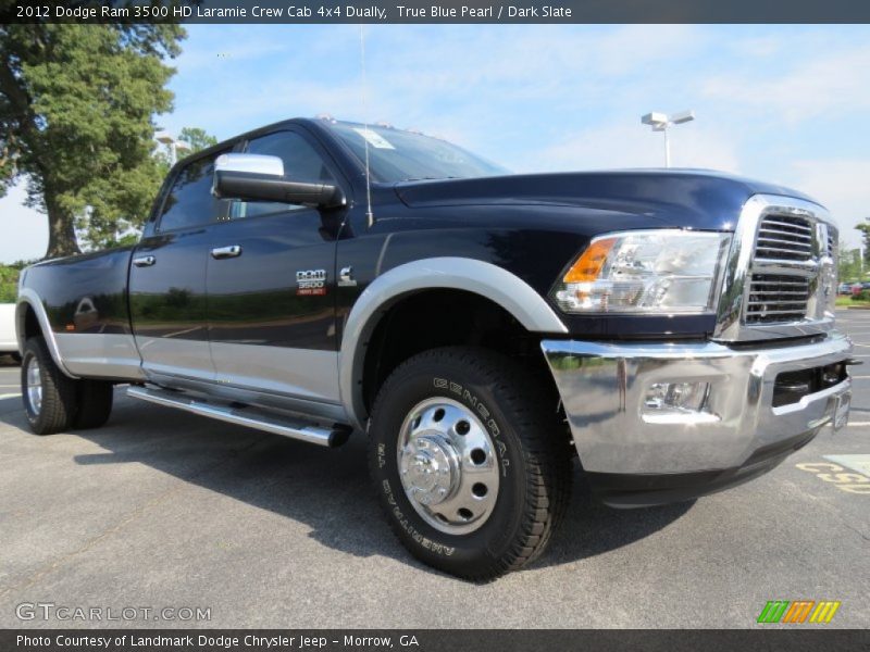 True Blue Pearl / Dark Slate 2012 Dodge Ram 3500 HD Laramie Crew Cab 4x4 Dually