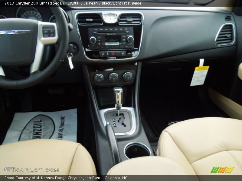 Crystal Blue Pearl / Black/Light Frost Beige 2013 Chrysler 200 Limited Sedan