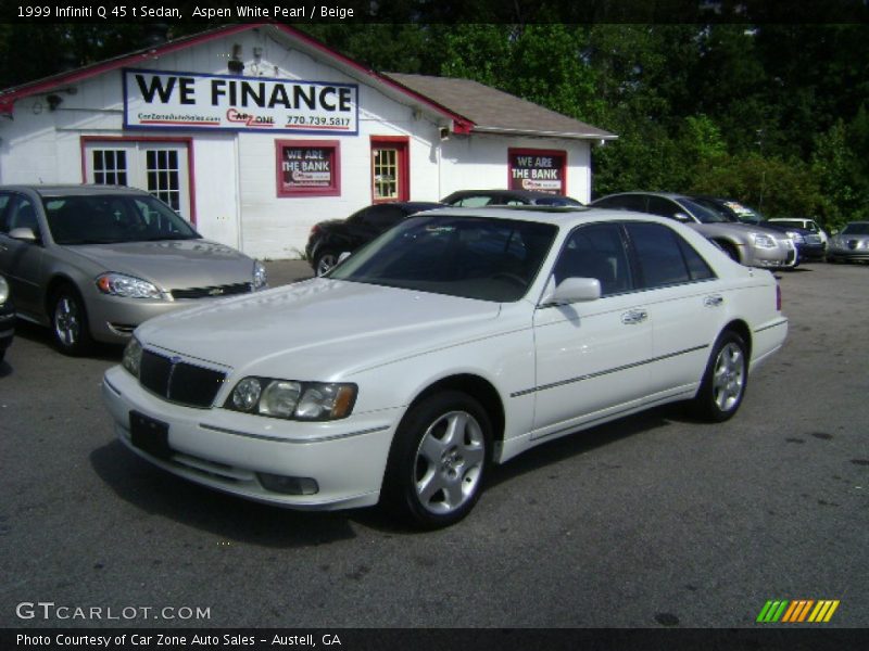 Aspen White Pearl / Beige 1999 Infiniti Q 45 t Sedan