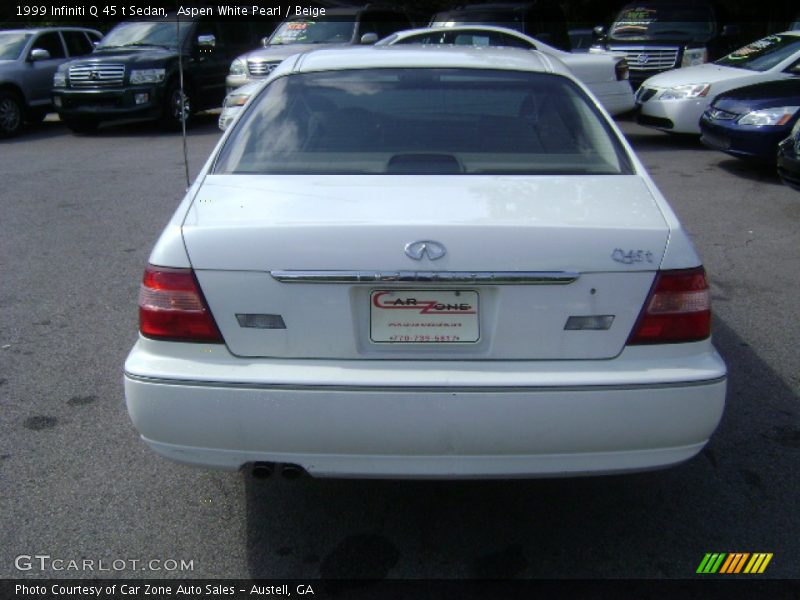 Aspen White Pearl / Beige 1999 Infiniti Q 45 t Sedan