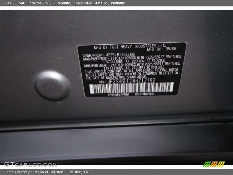 Spark Silver Metallic / Platinum 2010 Subaru Forester 2.5 XT Premium
