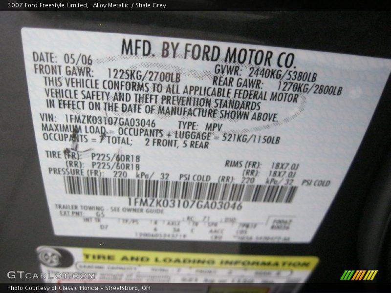 Alloy Metallic / Shale Grey 2007 Ford Freestyle Limited