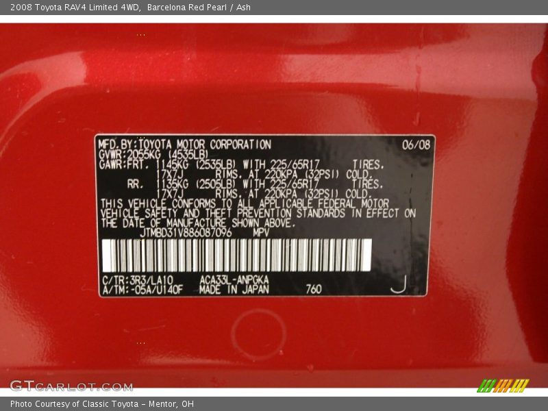 Barcelona Red Pearl / Ash 2008 Toyota RAV4 Limited 4WD