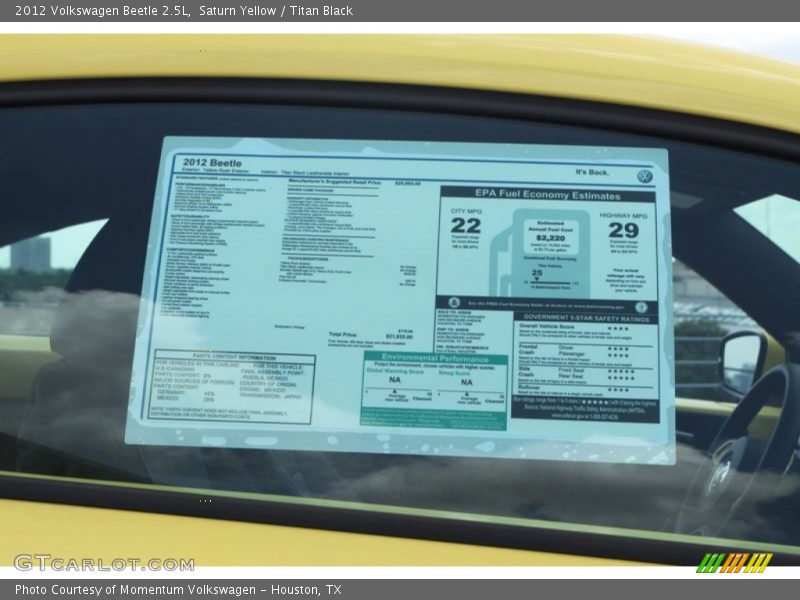 Saturn Yellow / Titan Black 2012 Volkswagen Beetle 2.5L