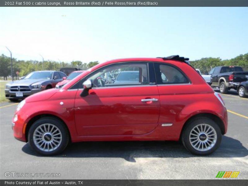 Rosso Brillante (Red) / Pelle Rosso/Nera (Red/Black) 2012 Fiat 500 c cabrio Lounge