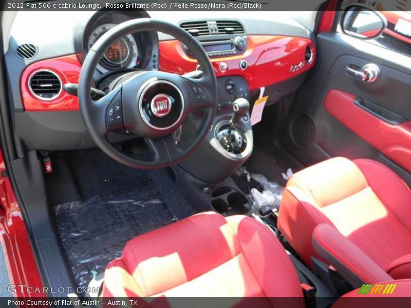 Rosso Brillante (Red) / Pelle Rosso/Nera (Red/Black) 2012 Fiat 500 c cabrio Lounge