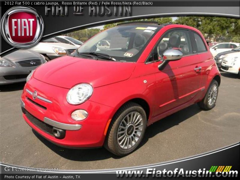 Rosso Brillante (Red) / Pelle Rosso/Nera (Red/Black) 2012 Fiat 500 c cabrio Lounge