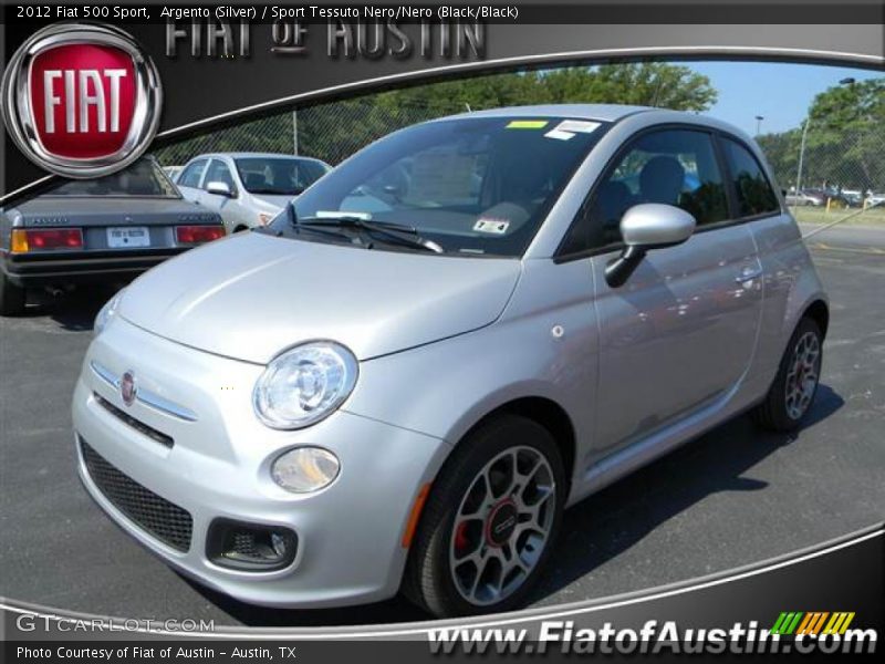 Argento (Silver) / Sport Tessuto Nero/Nero (Black/Black) 2012 Fiat 500 Sport