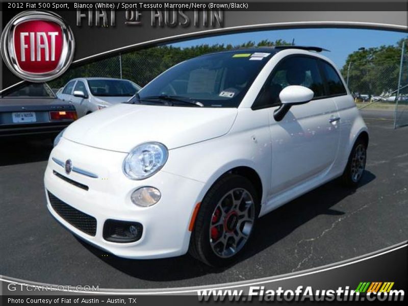 Bianco (White) / Sport Tessuto Marrone/Nero (Brown/Black) 2012 Fiat 500 Sport