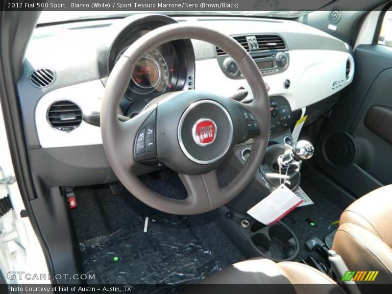 Bianco (White) / Sport Tessuto Marrone/Nero (Brown/Black) 2012 Fiat 500 Sport