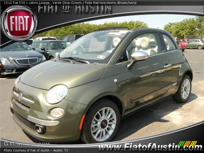 Verde Oliva (Green) / Pelle Marrone/Avorio (Brown/Ivory) 2012 Fiat 500 c cabrio Lounge