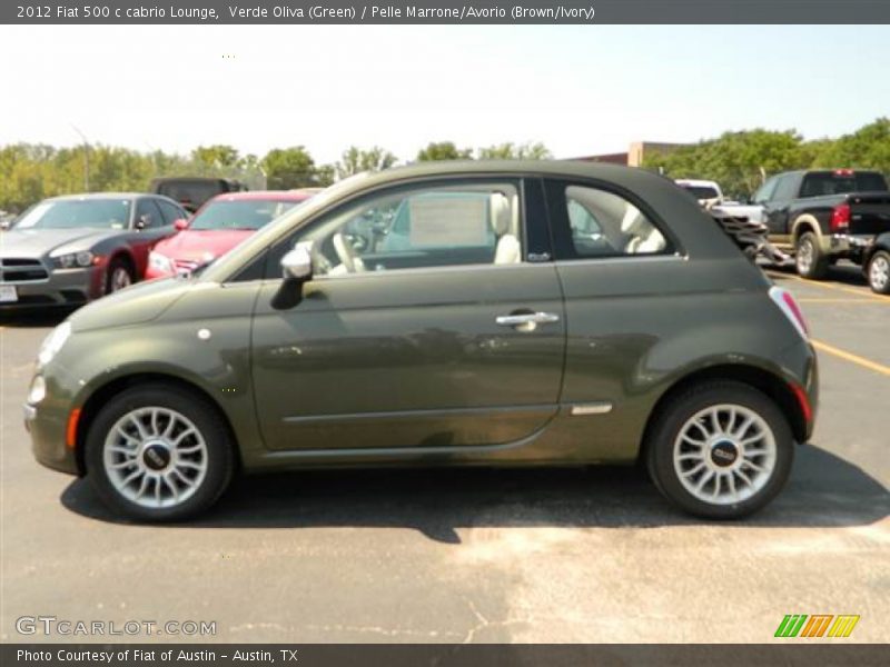 Verde Oliva (Green) / Pelle Marrone/Avorio (Brown/Ivory) 2012 Fiat 500 c cabrio Lounge