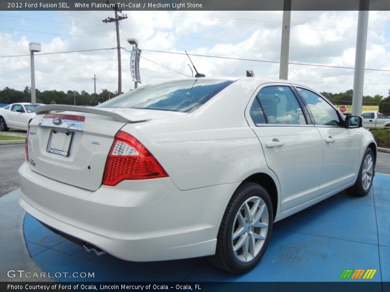 White Platinum Tri-Coat / Medium Light Stone 2012 Ford Fusion SEL