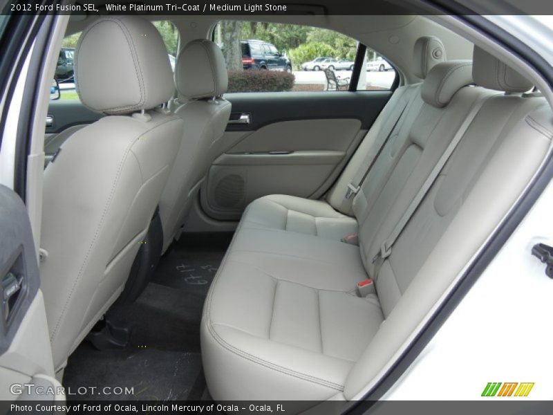 White Platinum Tri-Coat / Medium Light Stone 2012 Ford Fusion SEL