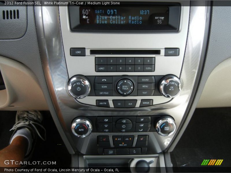 White Platinum Tri-Coat / Medium Light Stone 2012 Ford Fusion SEL