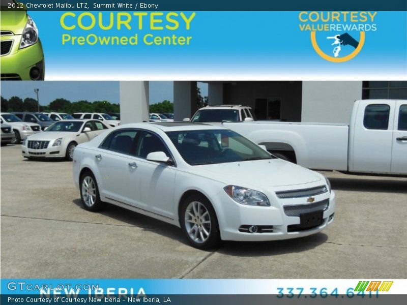 Summit White / Ebony 2012 Chevrolet Malibu LTZ