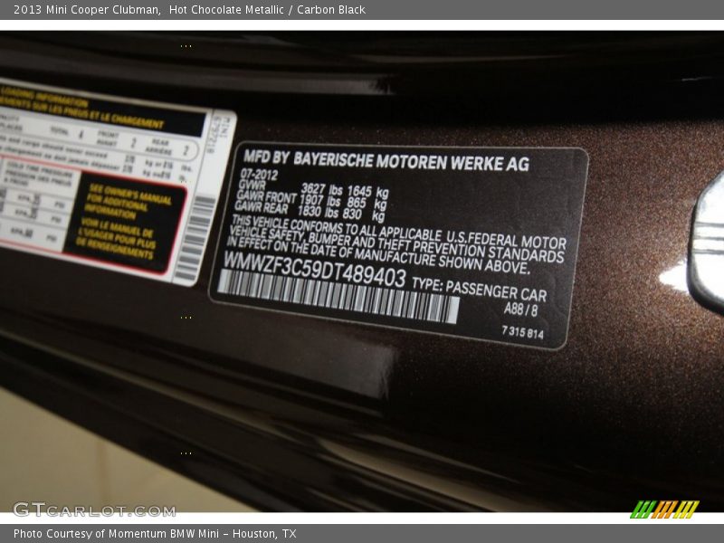 Hot Chocolate Metallic / Carbon Black 2013 Mini Cooper Clubman