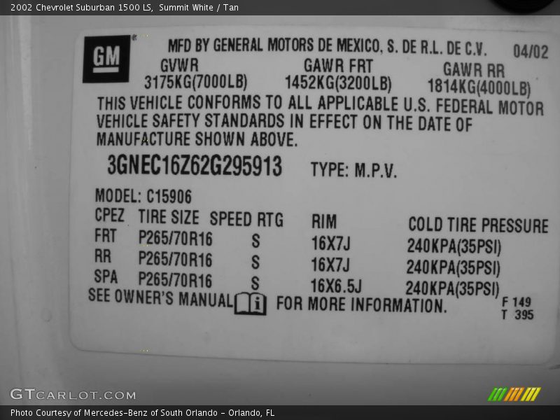 Summit White / Tan 2002 Chevrolet Suburban 1500 LS
