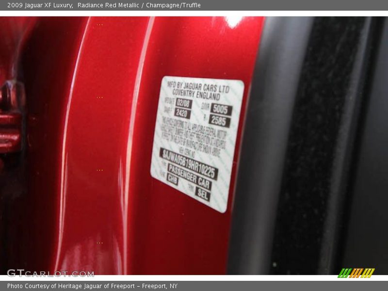 Radiance Red Metallic / Champagne/Truffle 2009 Jaguar XF Luxury