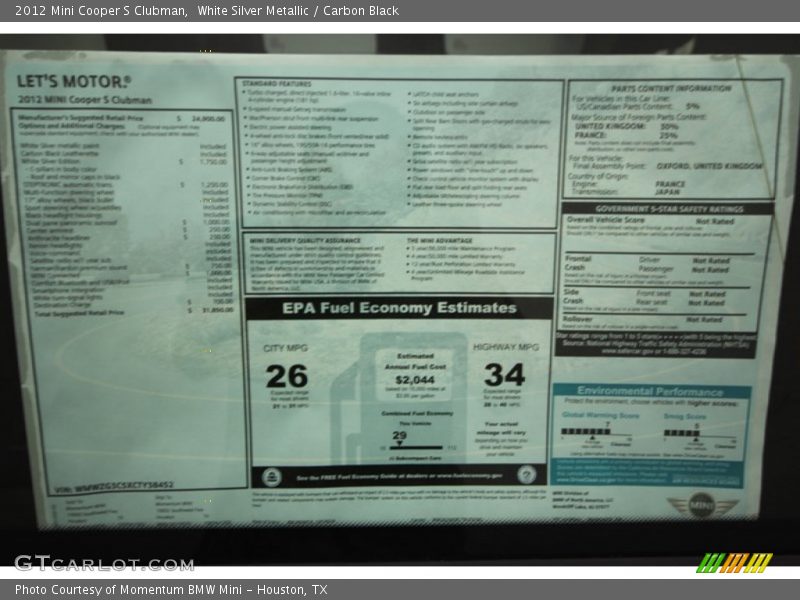White Silver Metallic / Carbon Black 2012 Mini Cooper S Clubman