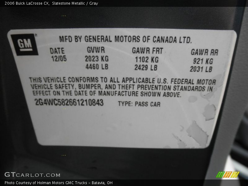 Slatestone Metallic / Gray 2006 Buick LaCrosse CX