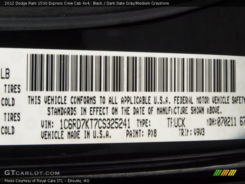 Black / Dark Slate Gray/Medium Graystone 2012 Dodge Ram 1500 Express Crew Cab 4x4
