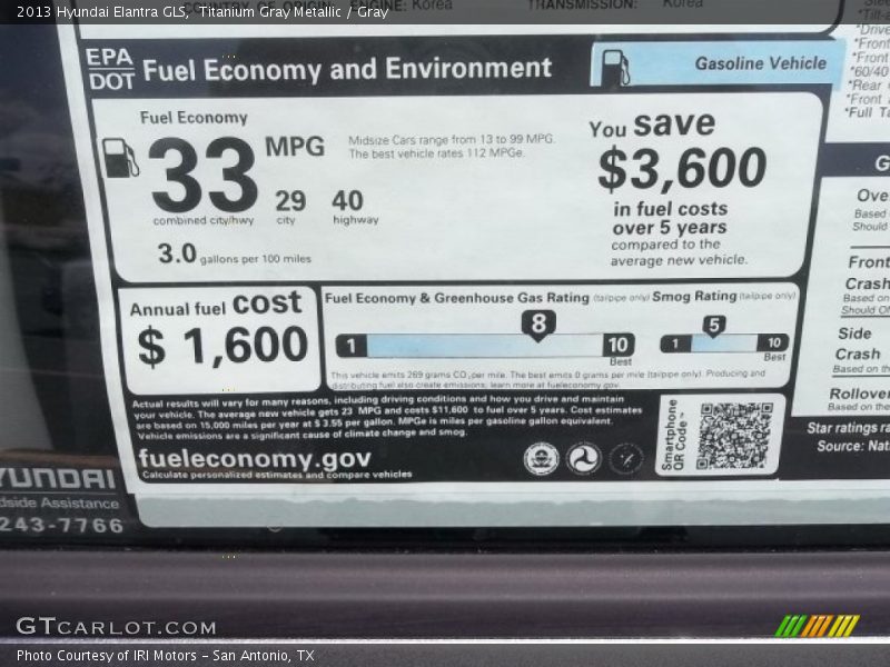 Titanium Gray Metallic / Gray 2013 Hyundai Elantra GLS