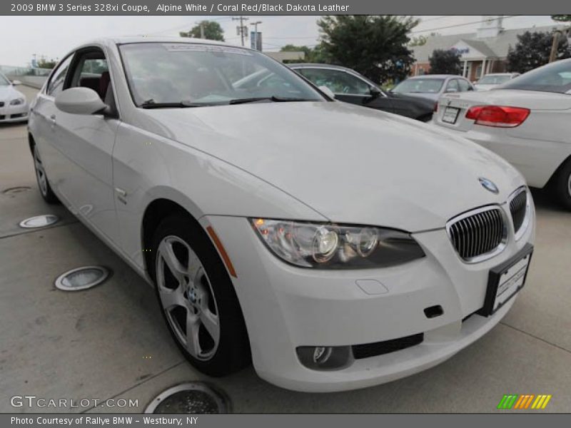 Alpine White / Coral Red/Black Dakota Leather 2009 BMW 3 Series 328xi Coupe