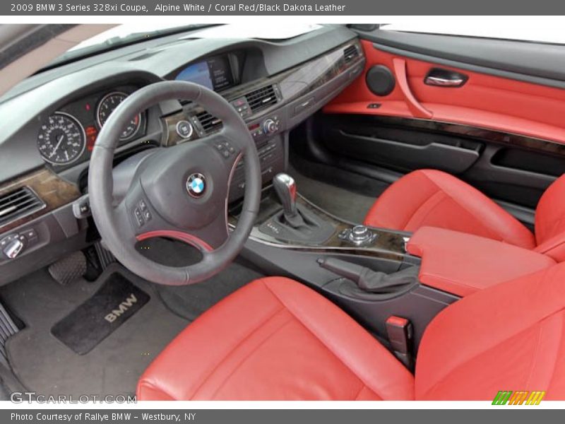 Alpine White / Coral Red/Black Dakota Leather 2009 BMW 3 Series 328xi Coupe