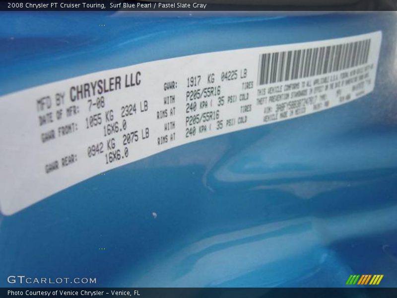 Surf Blue Pearl / Pastel Slate Gray 2008 Chrysler PT Cruiser Touring