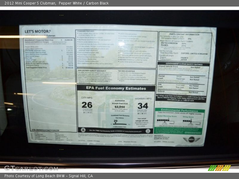 Pepper White / Carbon Black 2012 Mini Cooper S Clubman