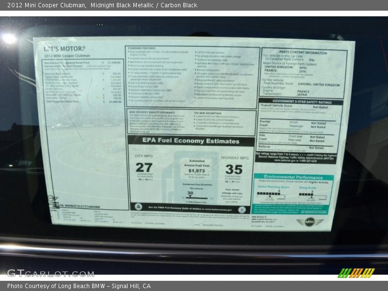 Midnight Black Metallic / Carbon Black 2012 Mini Cooper Clubman