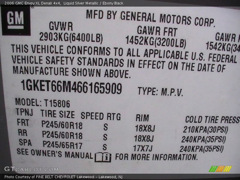 Liquid Silver Metallic / Ebony Black 2006 GMC Envoy XL Denali 4x4
