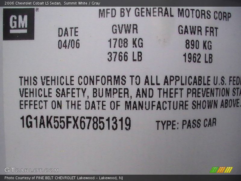Summit White / Gray 2006 Chevrolet Cobalt LS Sedan
