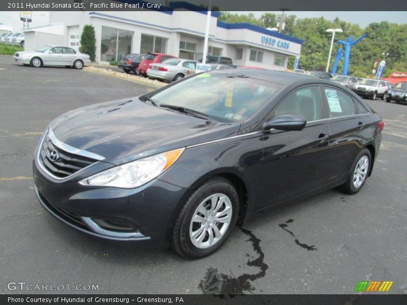 Pacific Blue Pearl / Gray 2011 Hyundai Sonata GLS