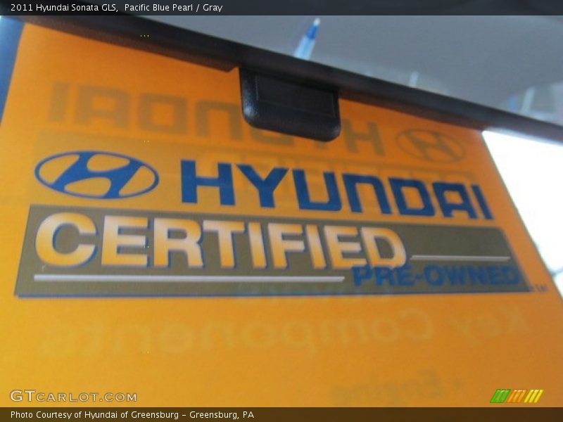 Pacific Blue Pearl / Gray 2011 Hyundai Sonata GLS