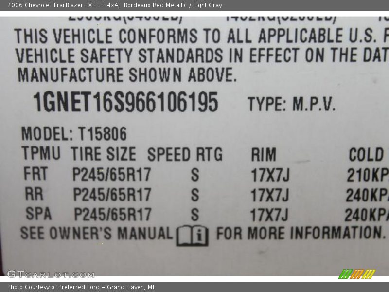 Bordeaux Red Metallic / Light Gray 2006 Chevrolet TrailBlazer EXT LT 4x4