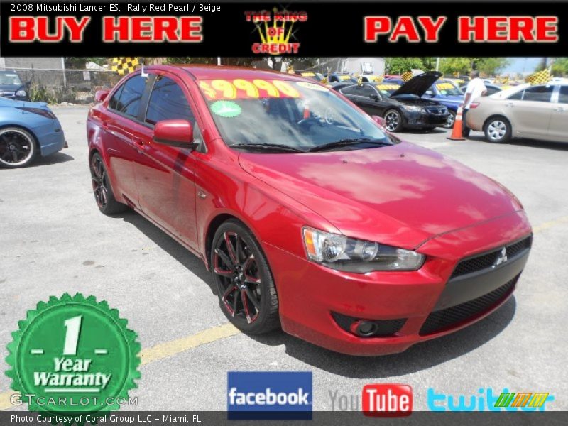 Rally Red Pearl / Beige 2008 Mitsubishi Lancer ES