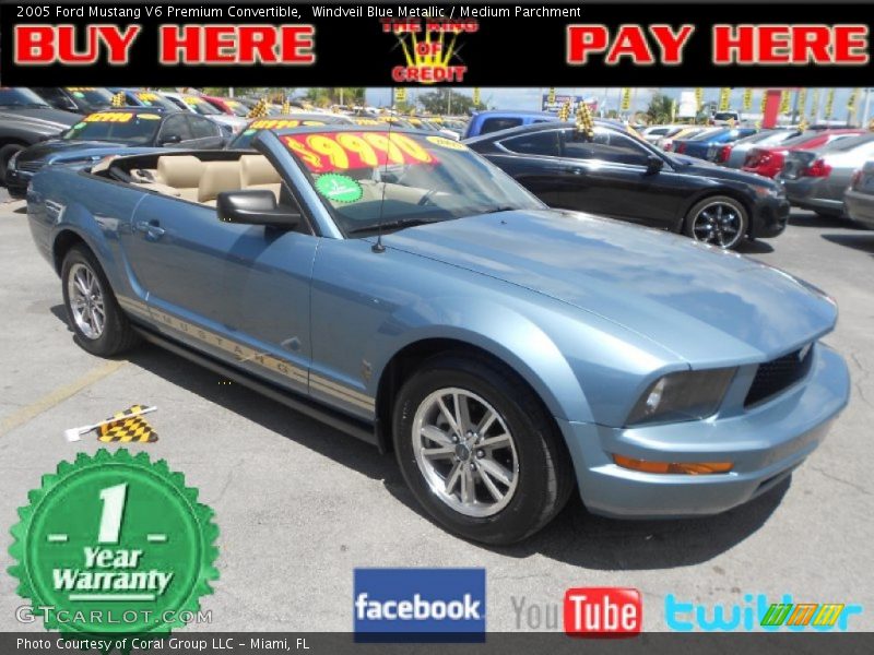 Windveil Blue Metallic / Medium Parchment 2005 Ford Mustang V6 Premium Convertible
